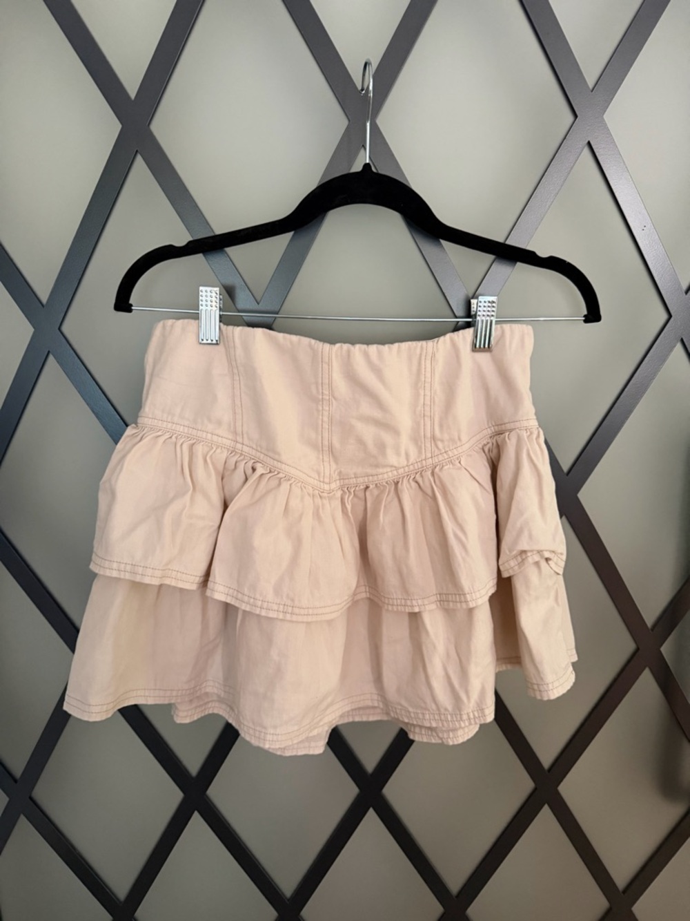American Eagle Outfitters Cream Mini Skirt with Tiered Ruffles